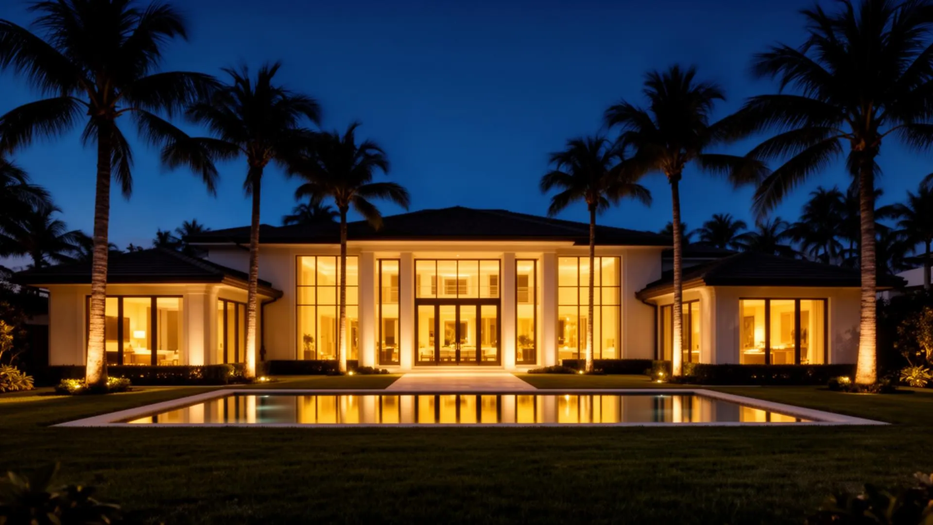 Luxury Florida coastal estate at twilight